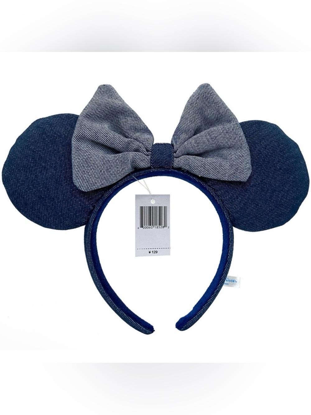 NWT Disney Parks Denim Bow Mickey Minnie Ears Headband Blue